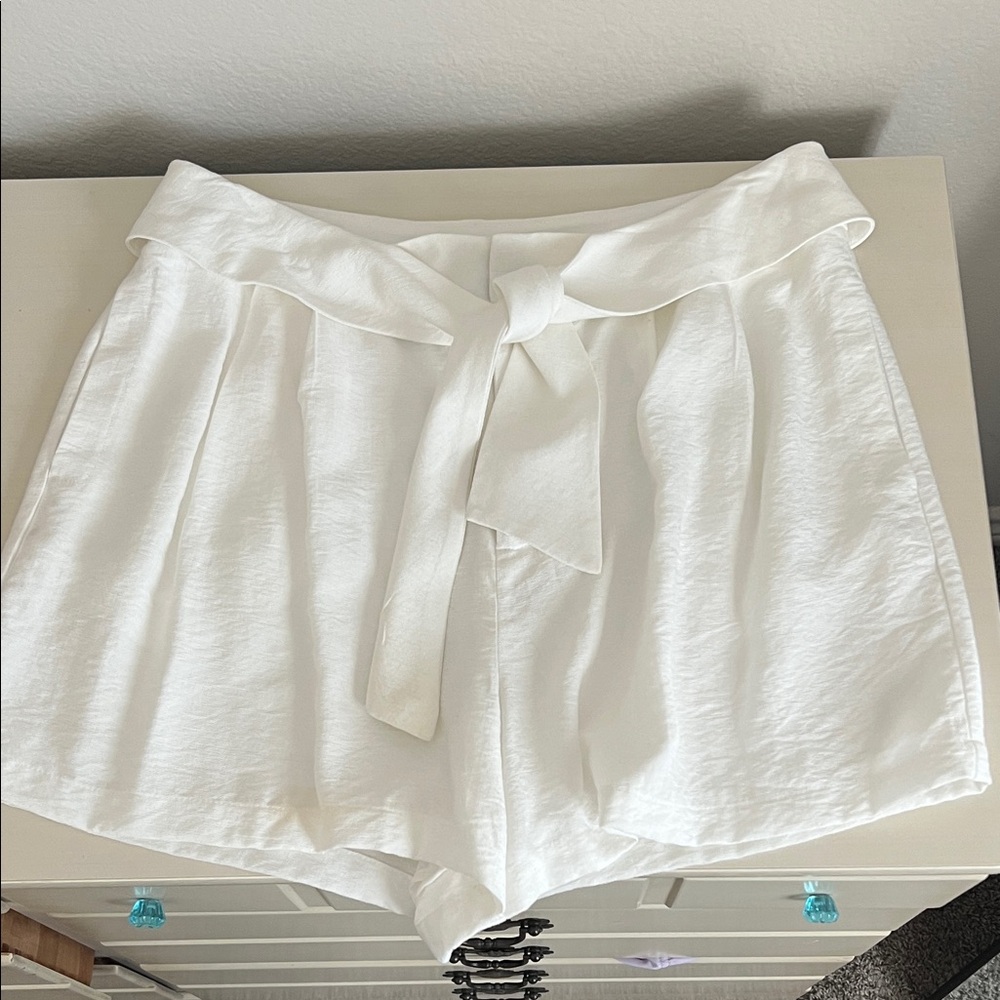 CeCe High Waist White Shorts
